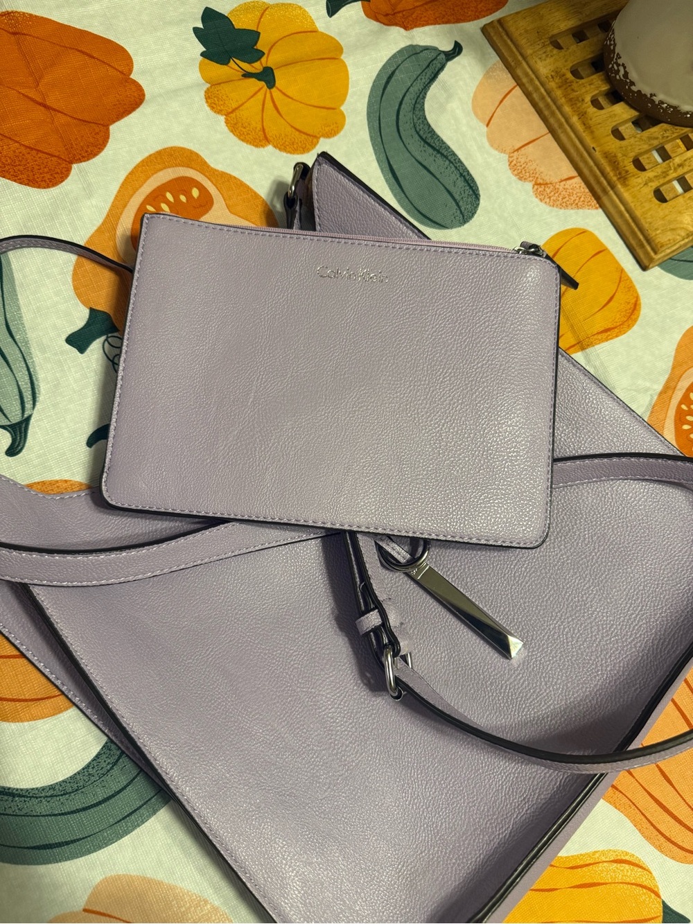Calvin Klein Lavender Leather Crossbody Bag